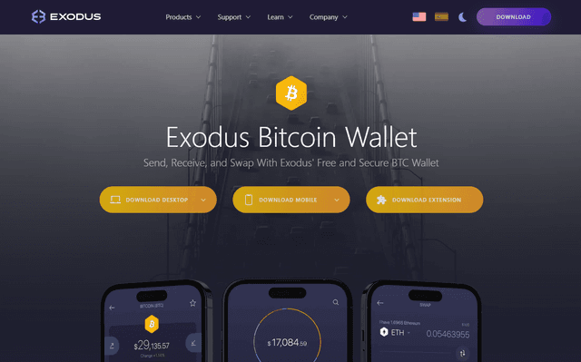 Exodus Bitcoin Wallet Page